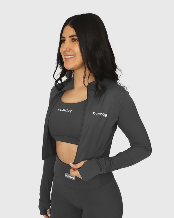 Seamless Elephant Grey Training Cropped Jacket