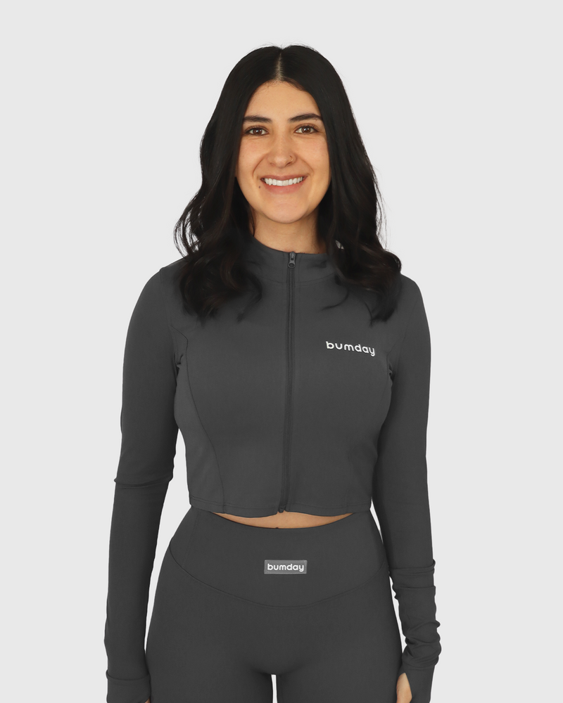 Seamless Elephant Grey Training Cropped Jacket